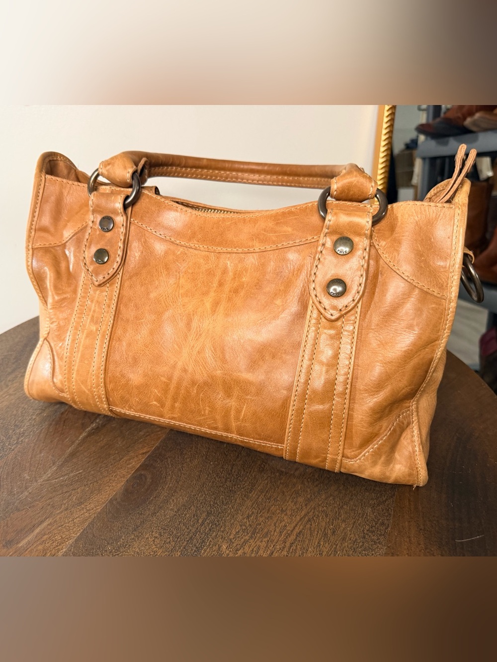 Frye Melissa Leather Satchel in Tan - Picture 3 of 10